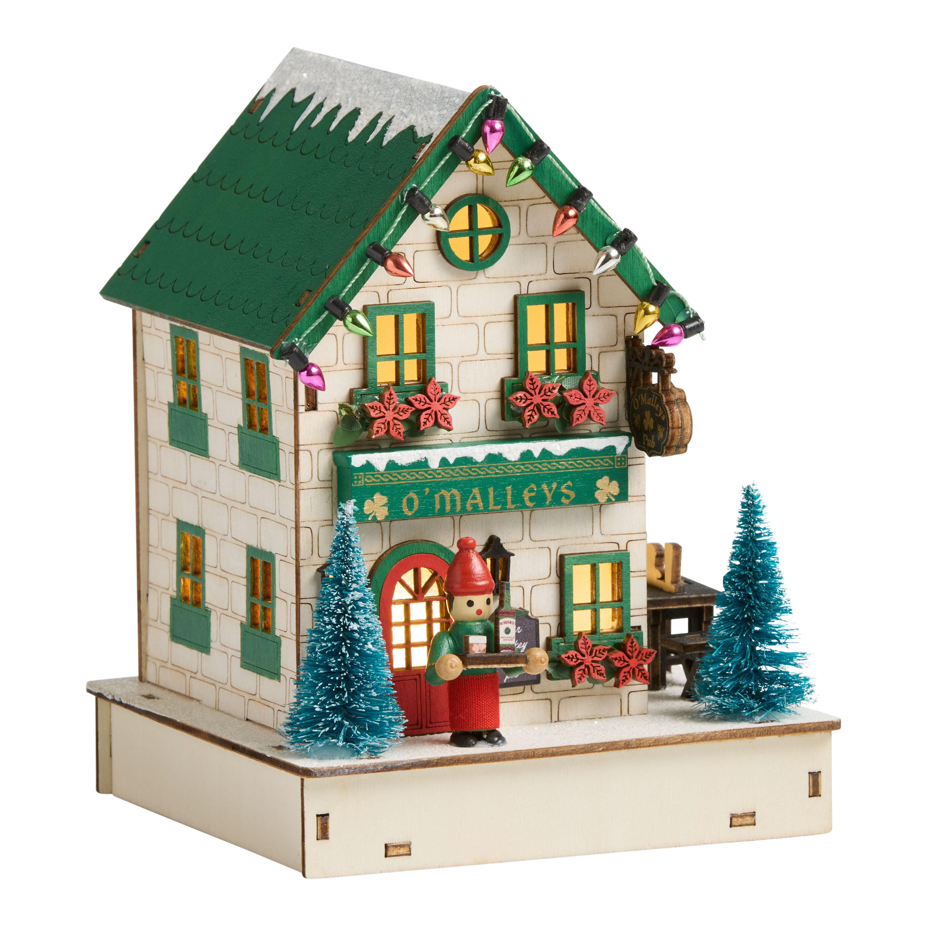 Laser Cut Wood Holiday Pub LED Light Up Decor image number 1