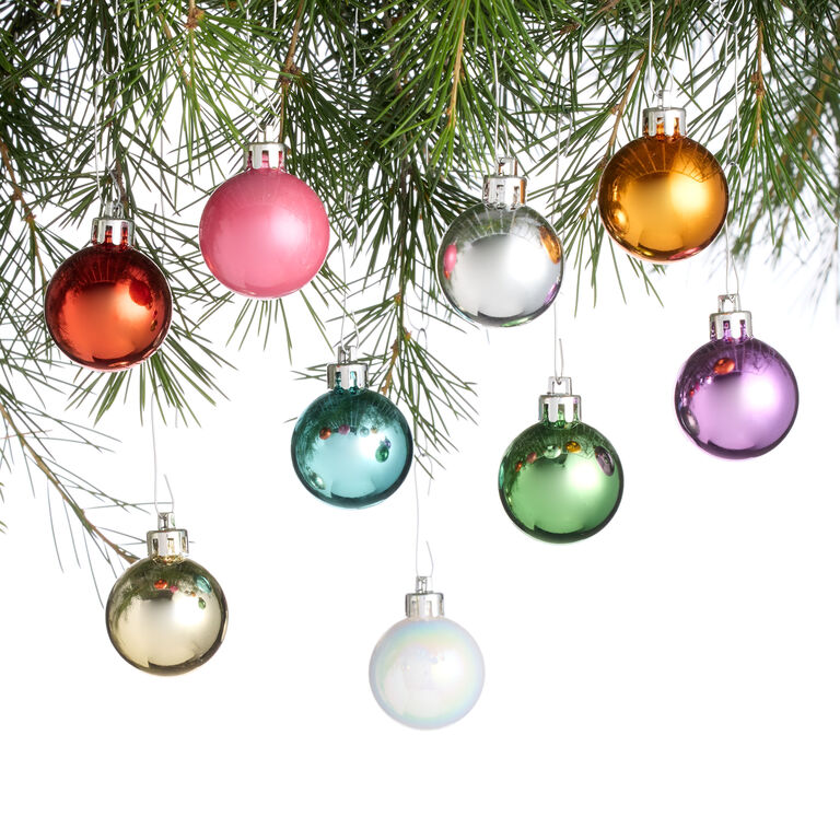 Small Bright Multicolor Shatterproof Ball Ornaments 72 Pack image number 1