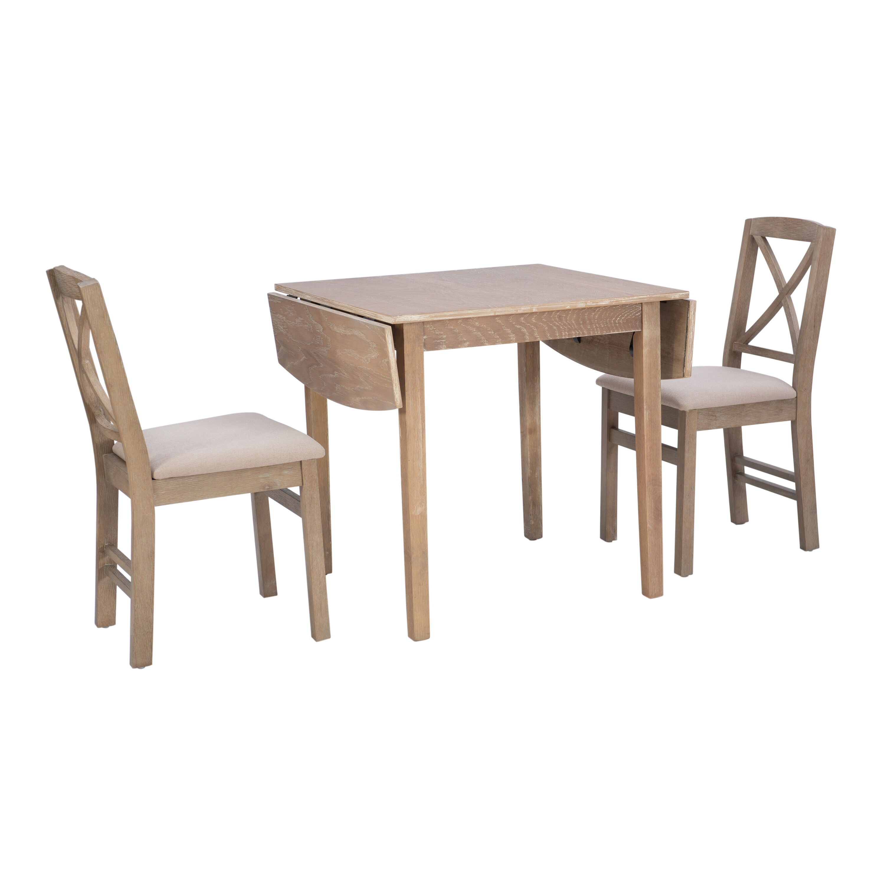 Leonel Graywash Wood Drop Leaf Farmhouse 3 Piece Dining Set image number 2
