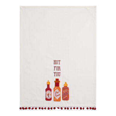 Hot Sauce Embroidered Kitchen Towel Hot Sauce Embroidered Kitchen Towel
