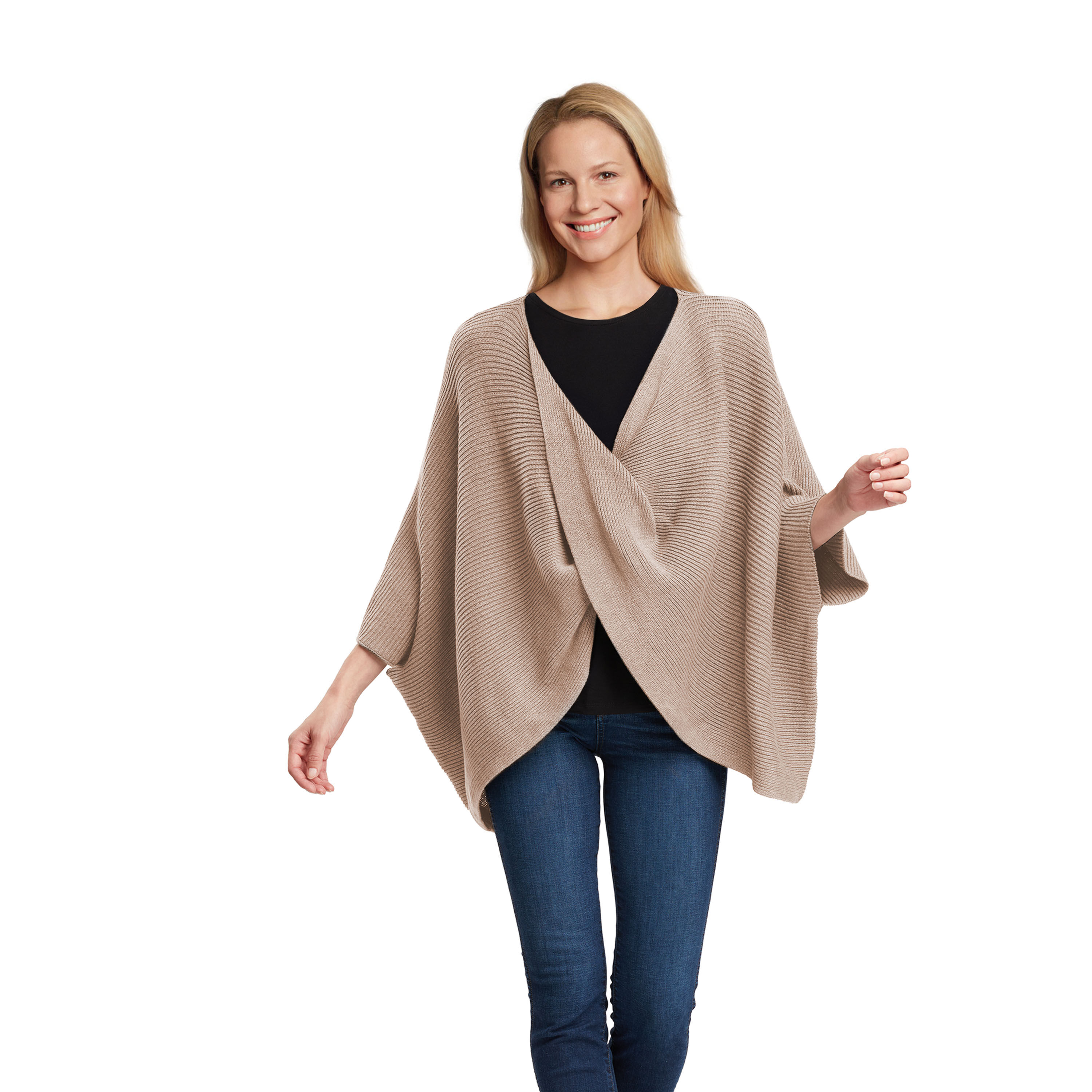 Tan best sale poncho sweater