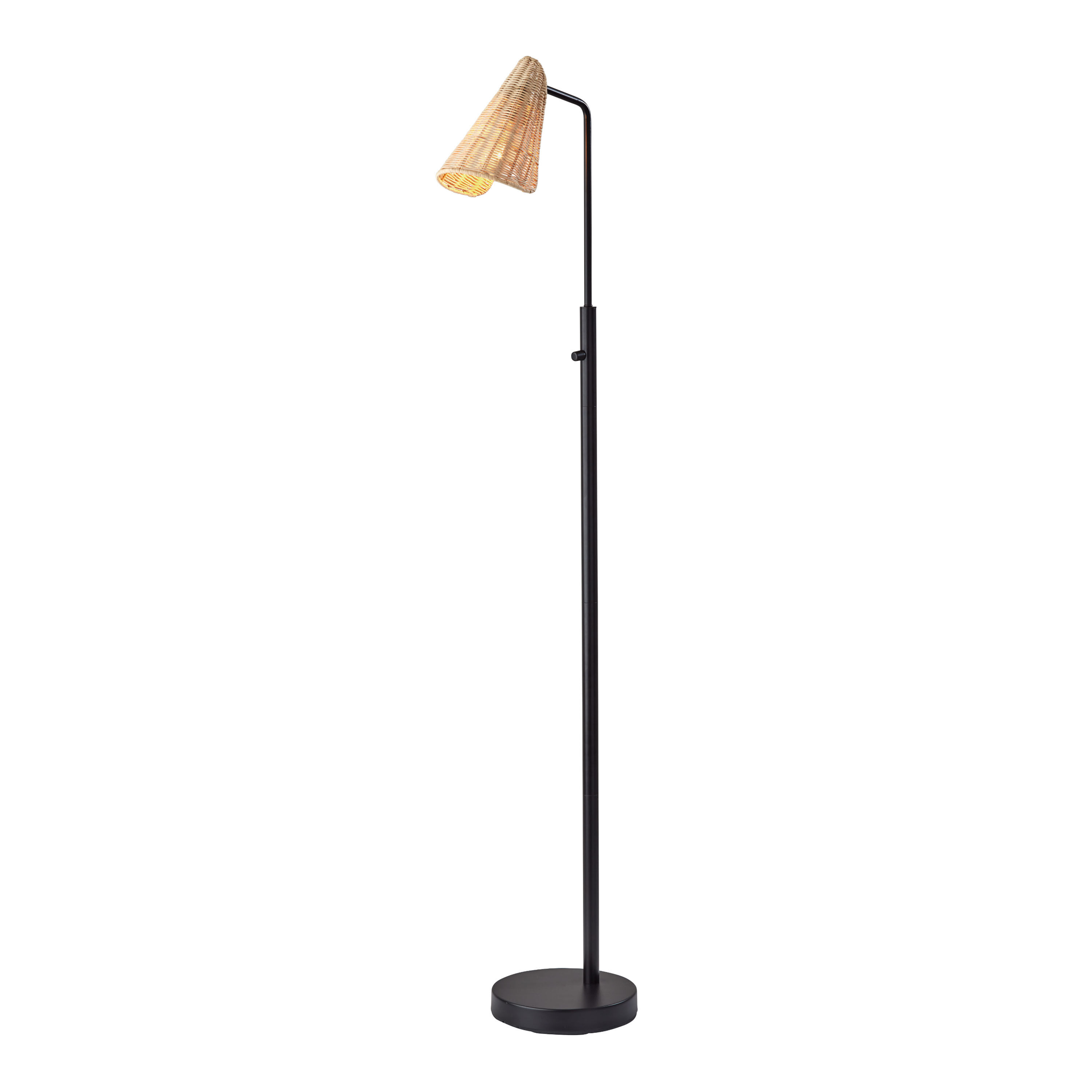 Arnico Black Metal and Natural Rattan Floor Lamp