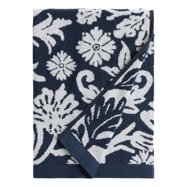 Nadia Navy Blue and White Floral Jacquard Towel Collection Nadia Navy Blue and White Floral Jacquard Towel Collection