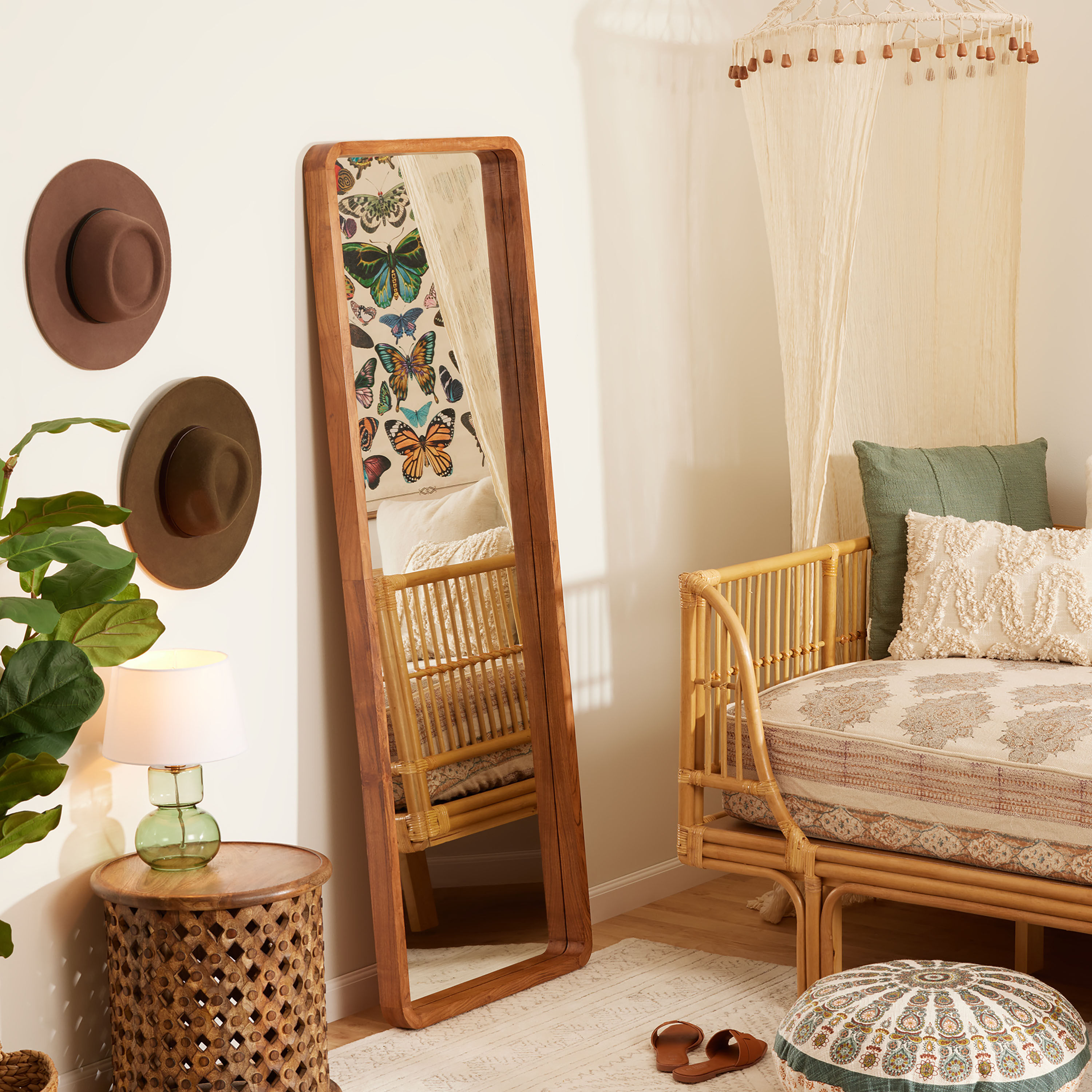 Natural Wood Leaning Full Length Mirror World Market