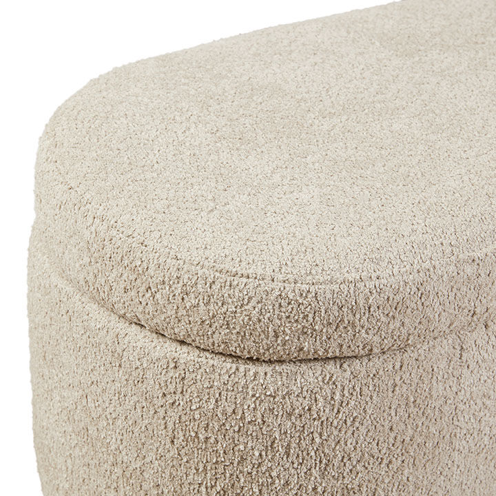 Belize Cream Boucle Curved Upholstered Storage Bench World Market