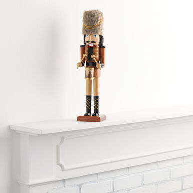 Tall Drummer Nutcracker with Faux Fur Cap Decor Tall Drummer Nutcracker with Faux Fur Cap Decor