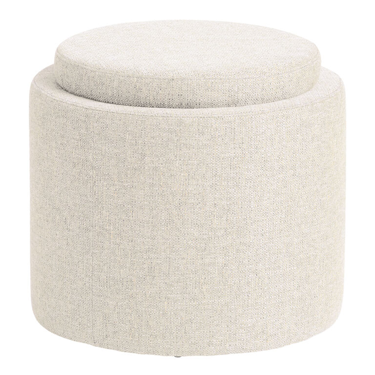 Thompkins Round Basketweave Upholstered Storage Ottoman image number 1