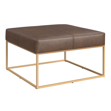 Erin Square Gold Metal and Faux Leather Upholstered Ottoman Erin Square Gold Metal and Faux Leather Upholstered Ottoman