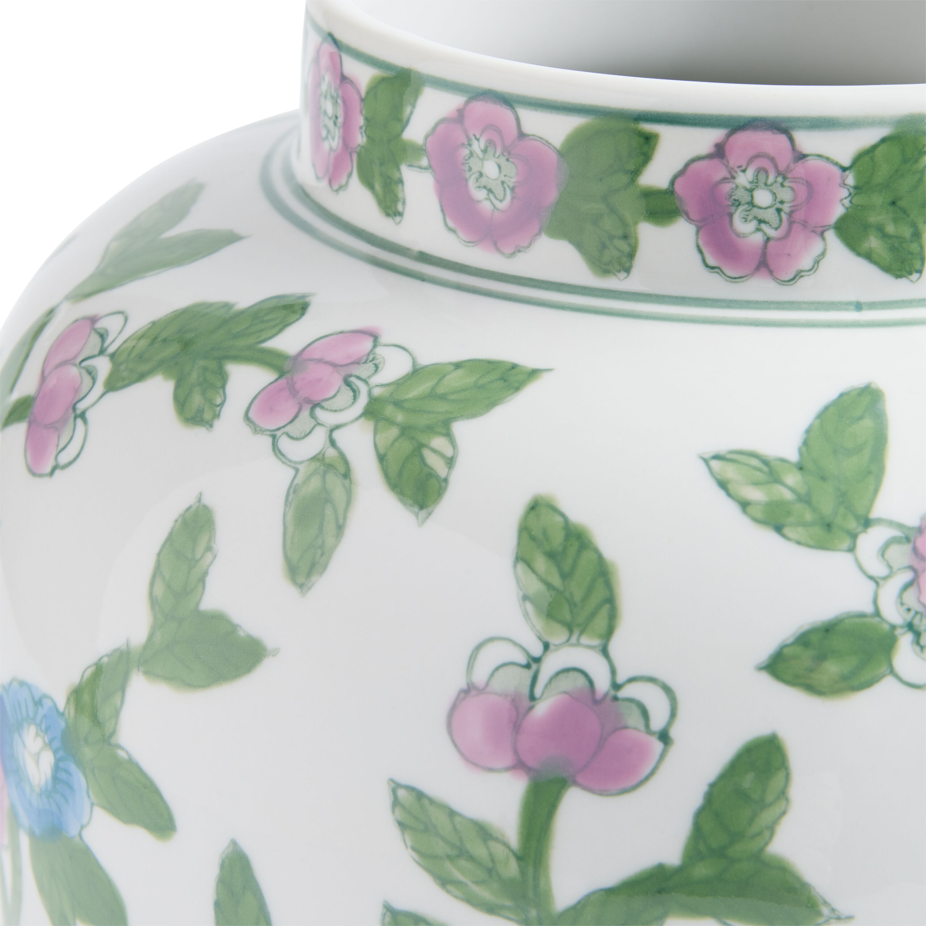 Multicolor Ceramic Chinoiserie Urn Vase