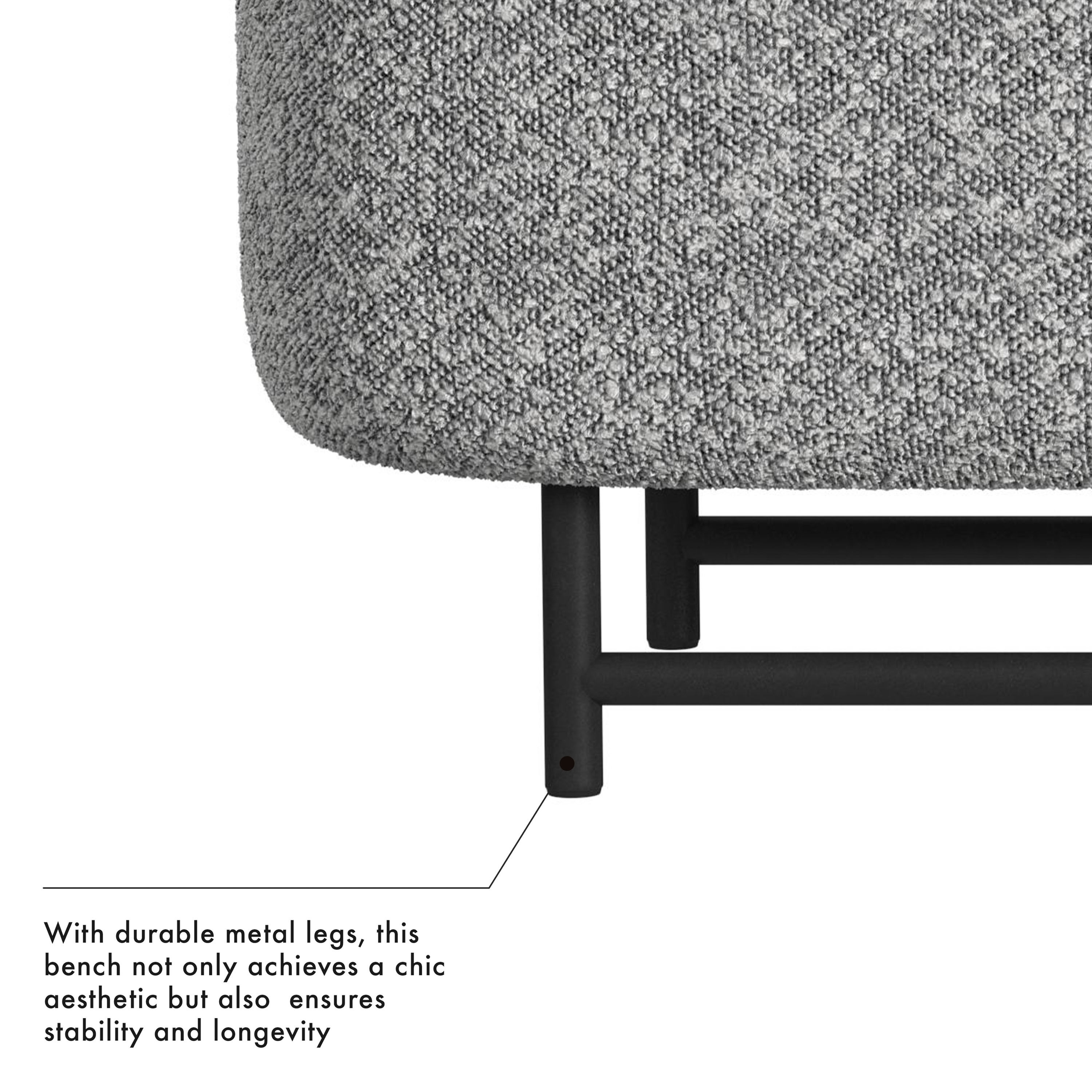 Reardon Black Metal Upholstered Storage Bench image number 4