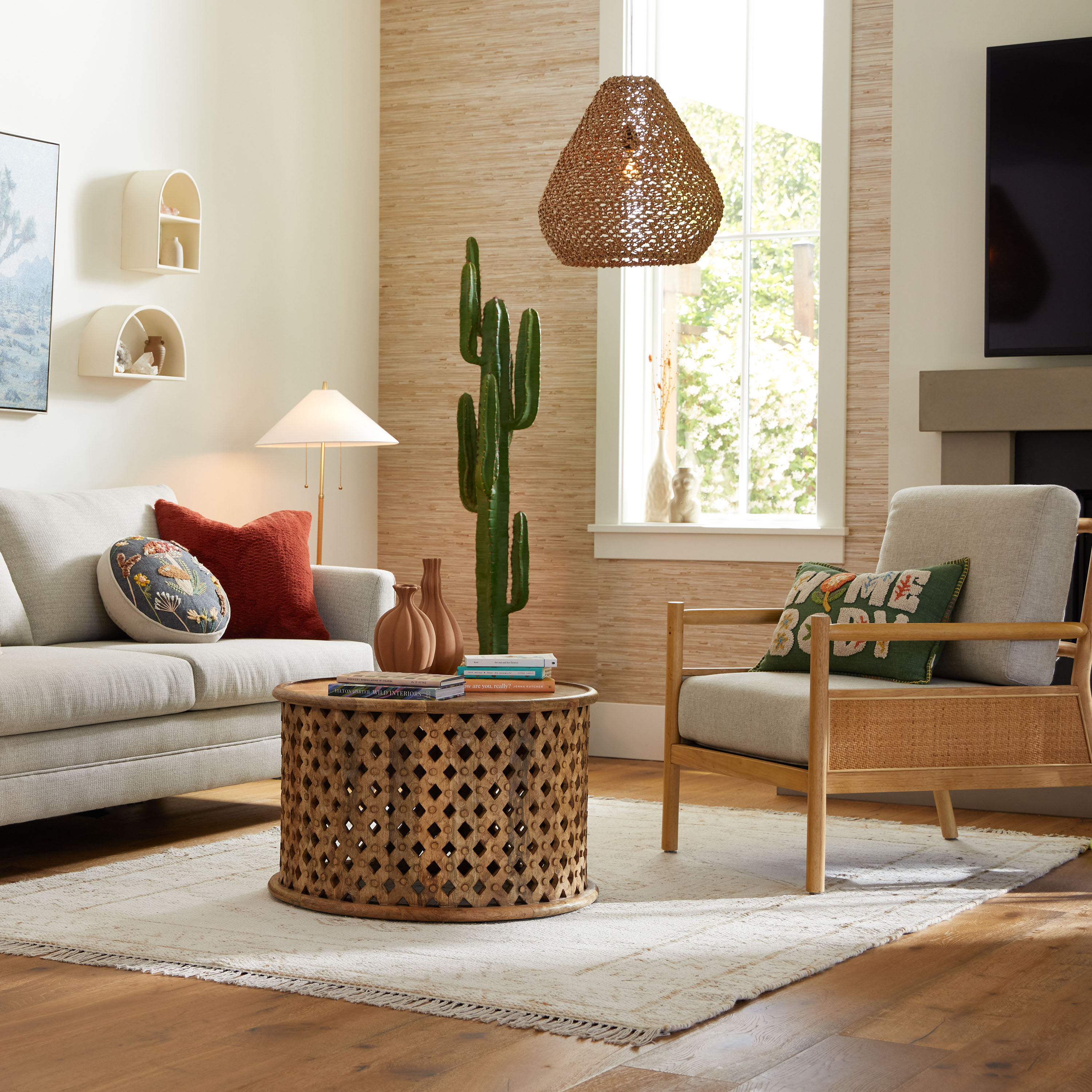 Natural seagrass teardrop shop vicente pendant shade