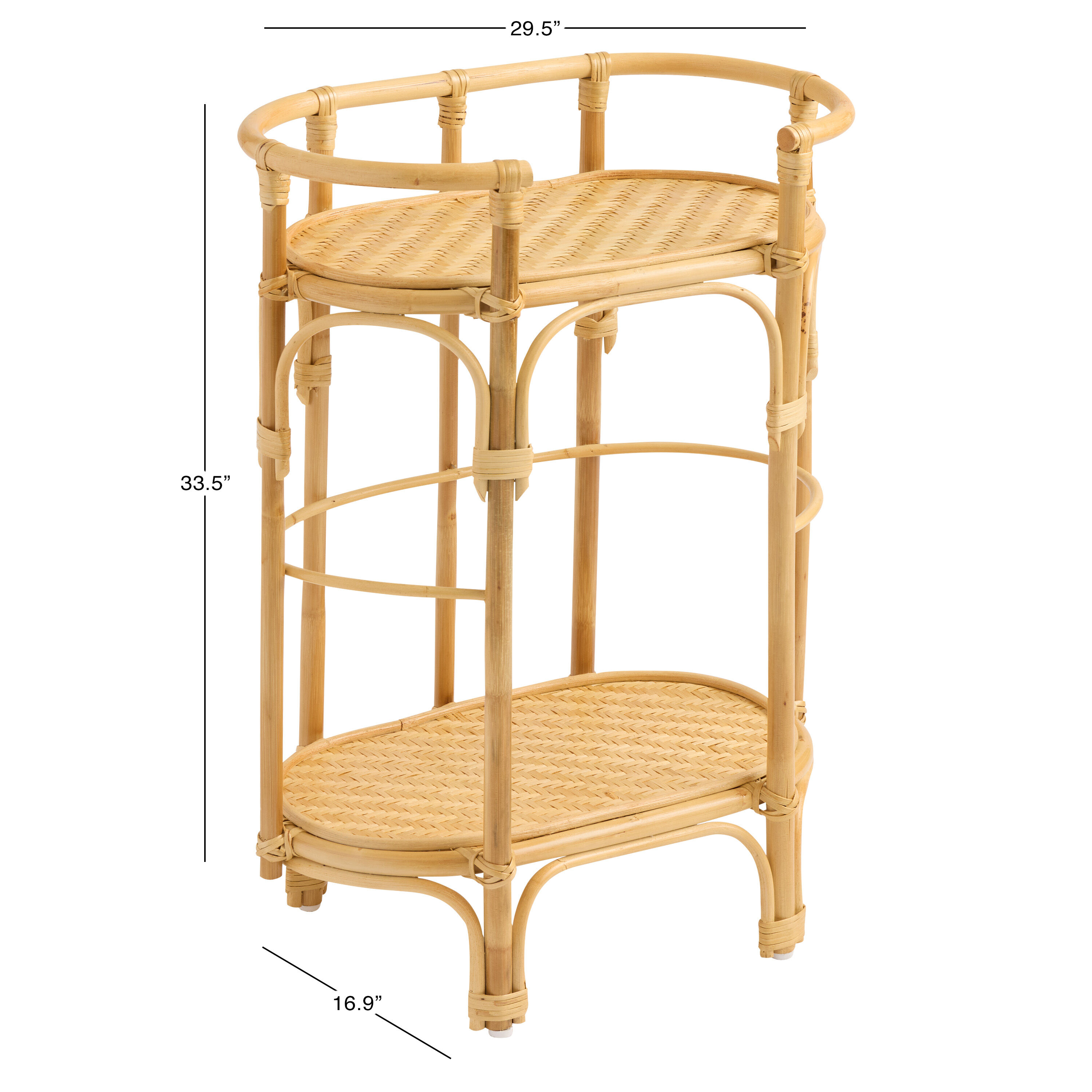 Ashlyn Oval Rattan and Bamboo Storage Shelf image number 5