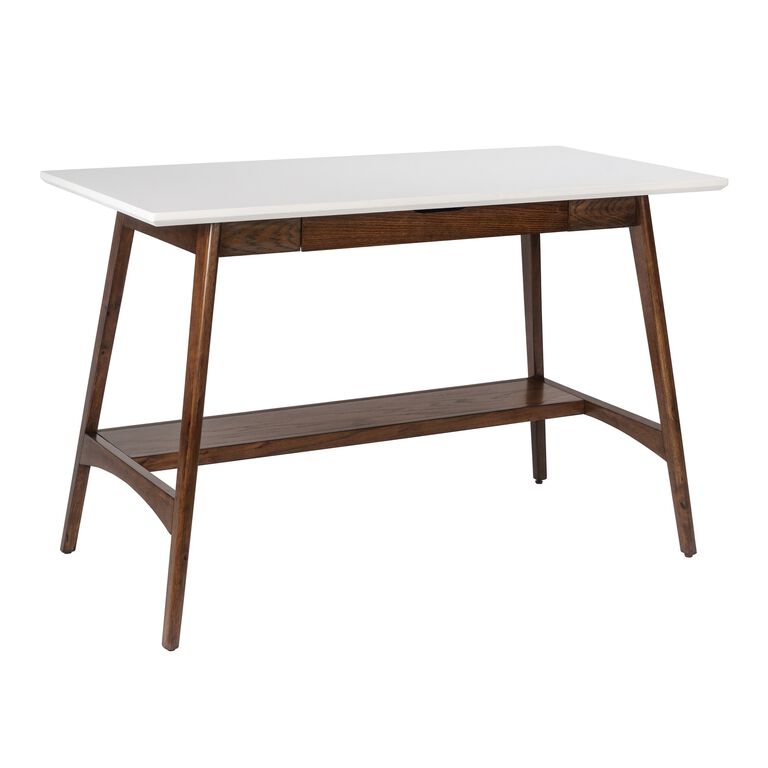 Off White Two Tone Desk With Drawer And Shelf image number 1