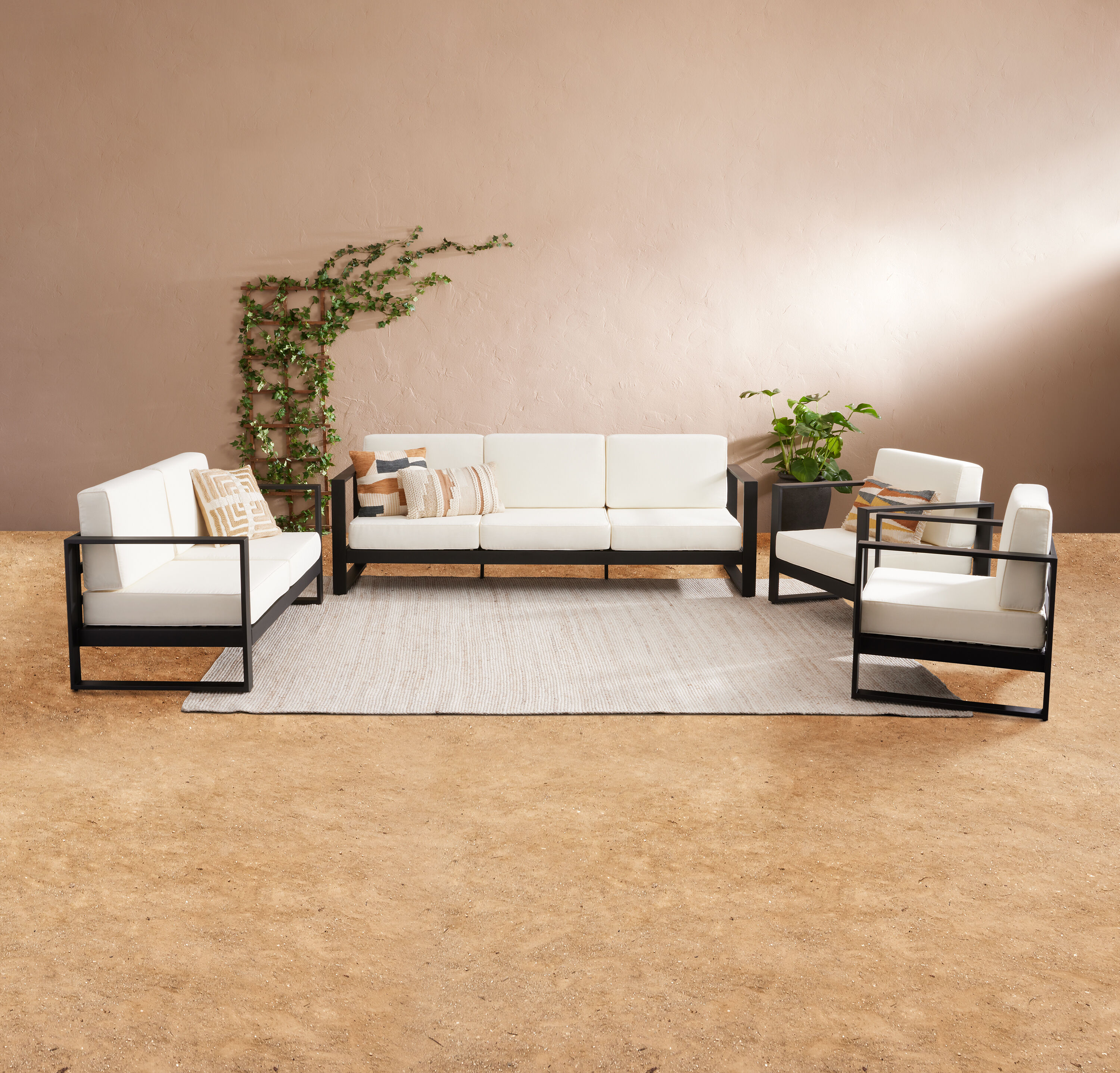 Segovia Black Metal Outdoor Couch World Market