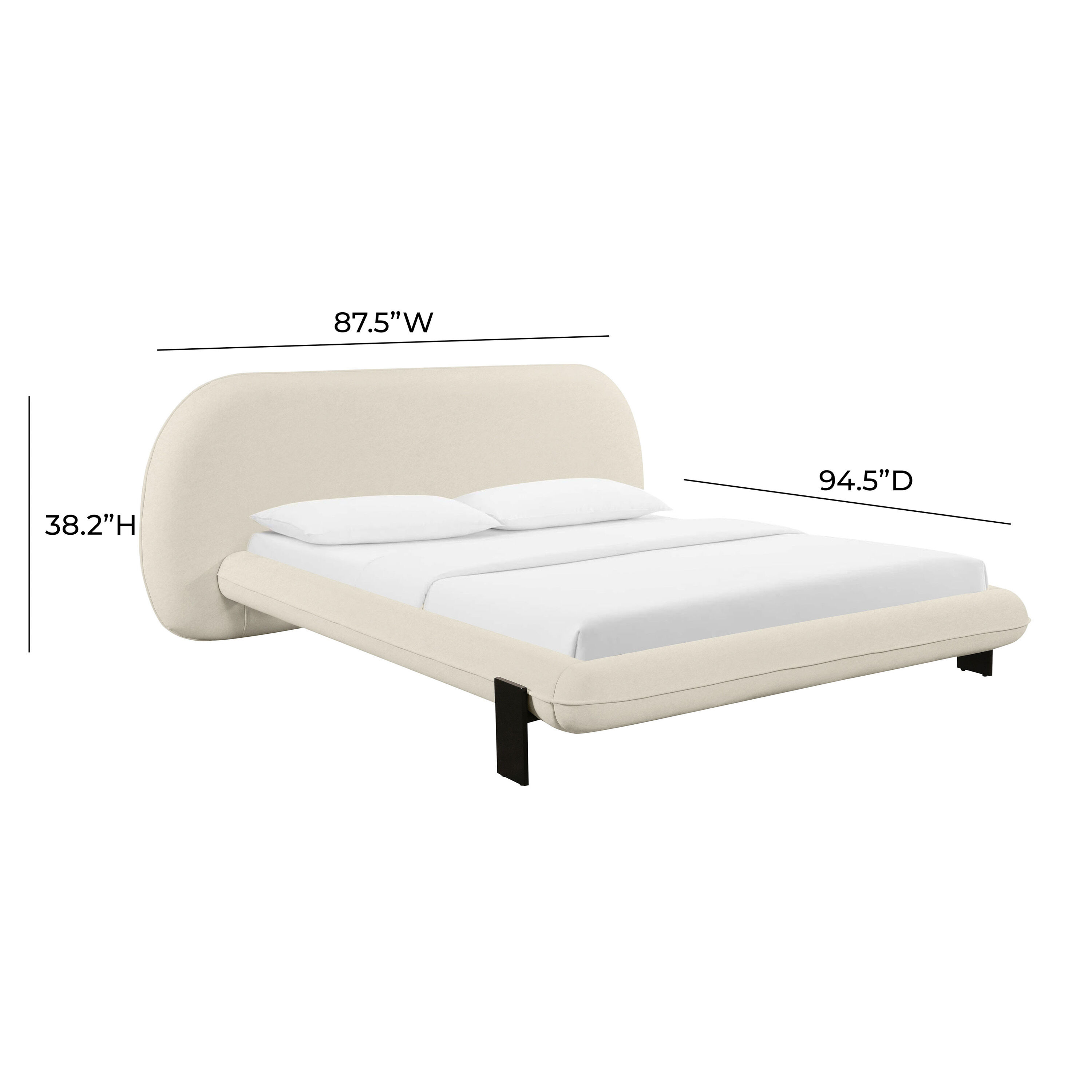 Bascom Cream Faux Wool Curved Upholstered Bed by World Market