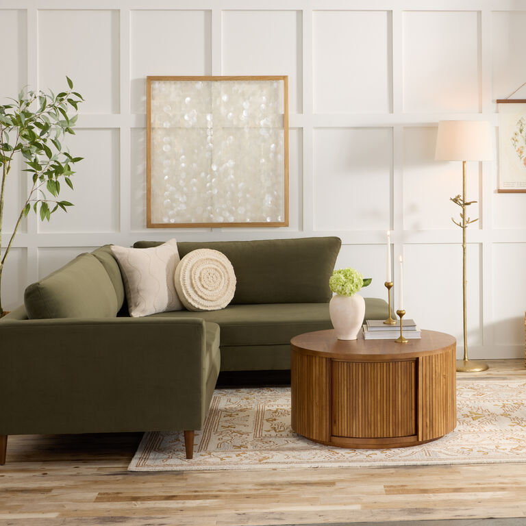 Russo Round Fluted Wood Coffee Table with Storage image number 3