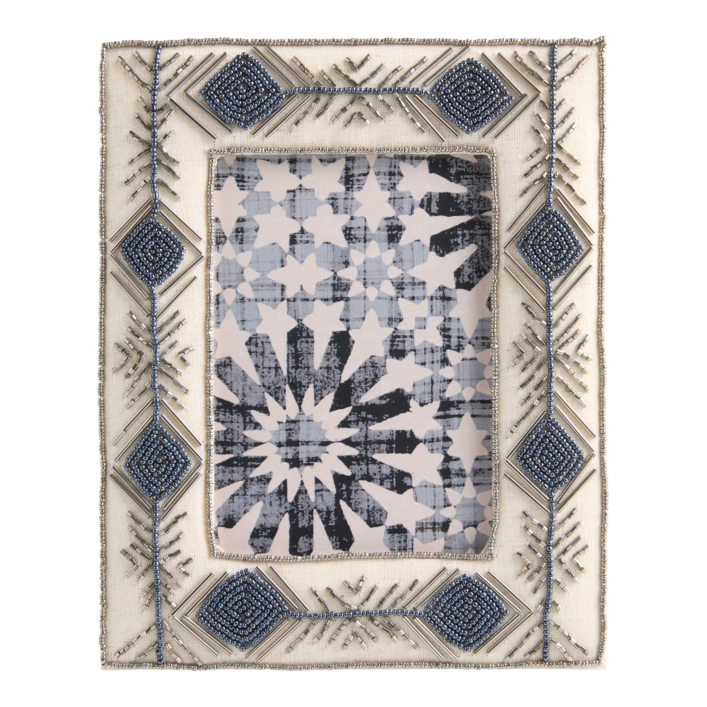 Blue and Silver Beaded Garland Picture Frame image number 0