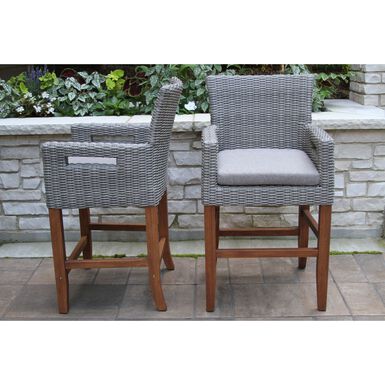 Kimo Gray All Weather Wicker Outdoor Counter Stool Set of 2 Kimo Gray All Weather Wicker Outdoor Counter Stool Set of 2