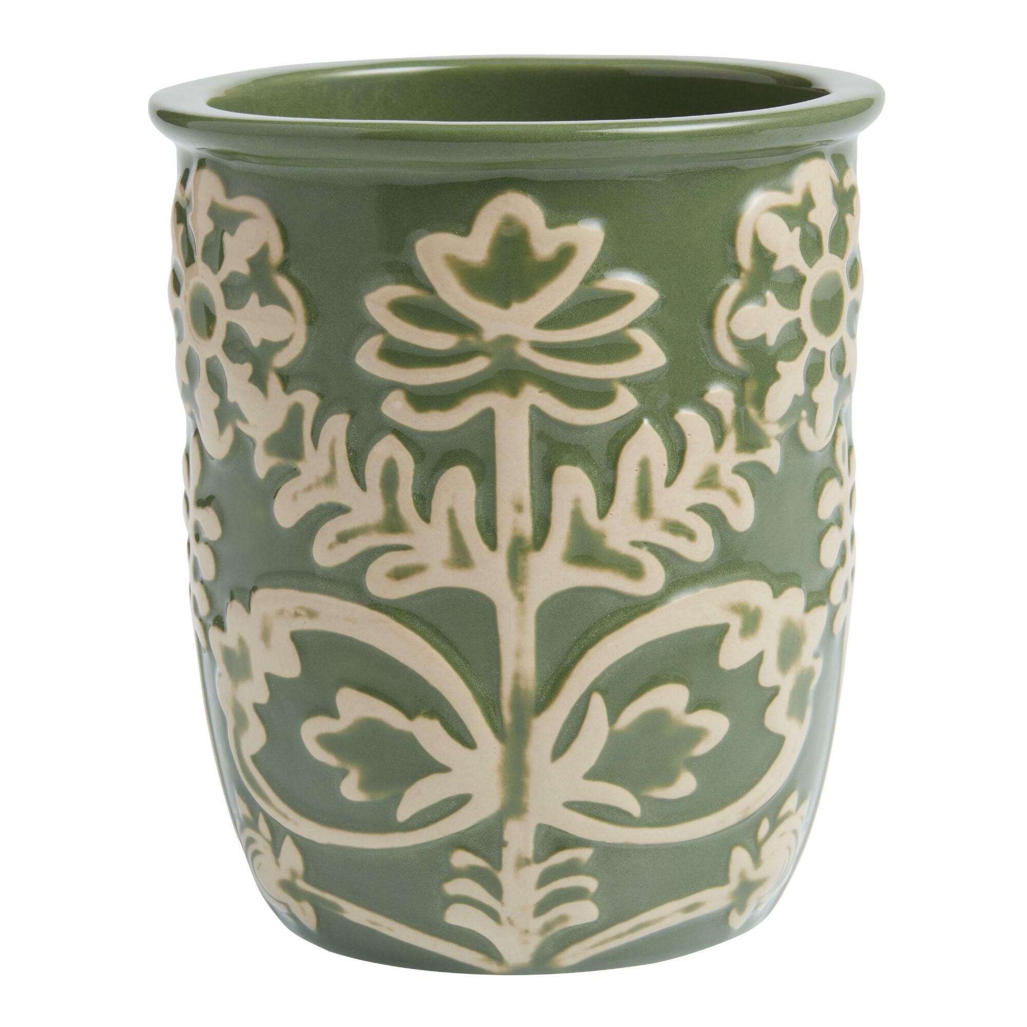 Eden Green Ceramic Floral Embossed Kitchenware Collection image number 2