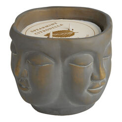 Sculpted Cement Buddha Spearmint Scented Citronella Candle