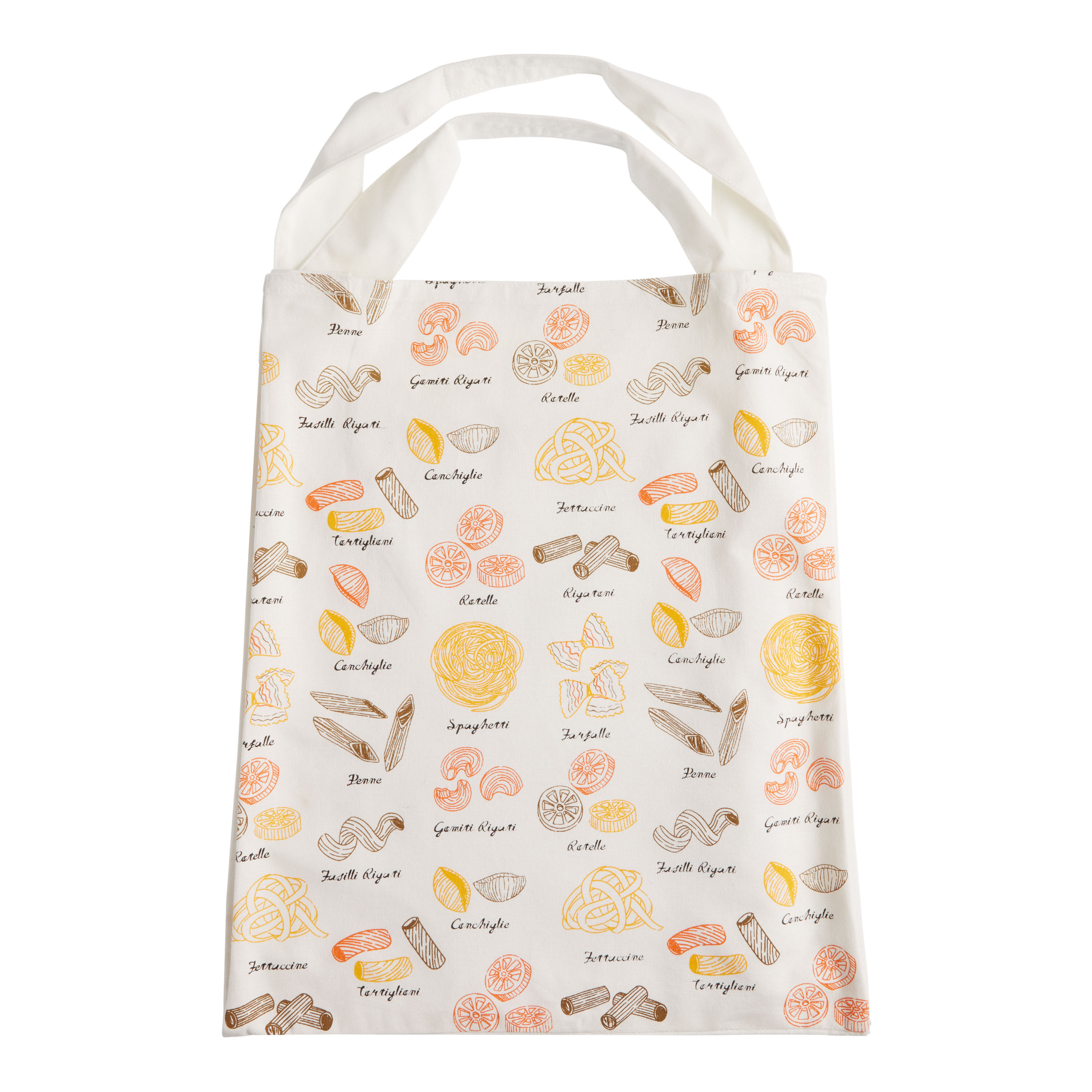 Yellow And White Illustrated Pasta Canvas Tote Bag World Market