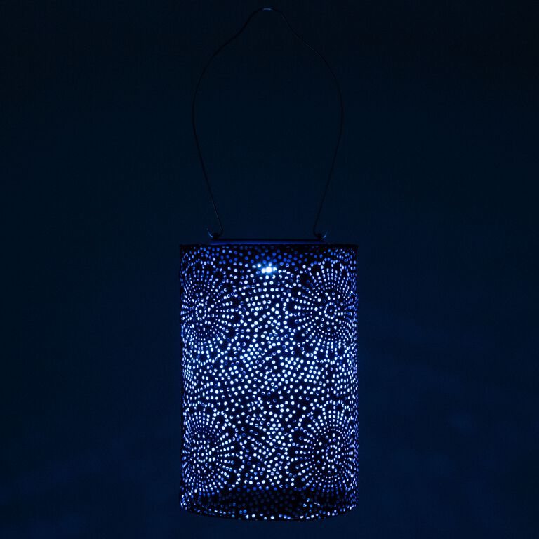 Fabric Floral Cylinder Solar LED Lantern image number 3