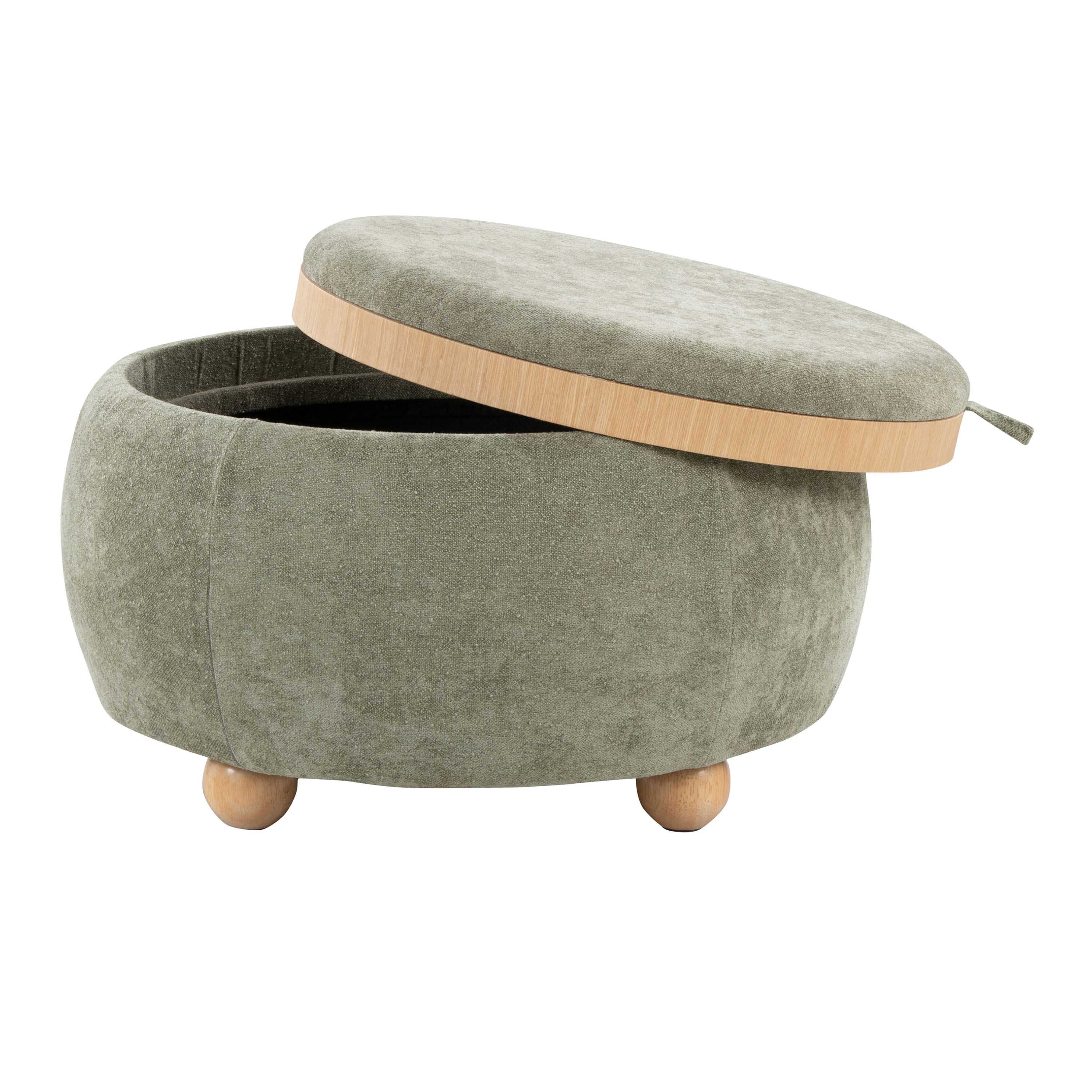 Shiloh Round Upholstered Storage Ottoman with Tray Top image number 3