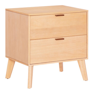 Cade Natural Wood Mid Century Nightstand with Drawers Cade Natural Wood Mid Century Nightstand with Drawers