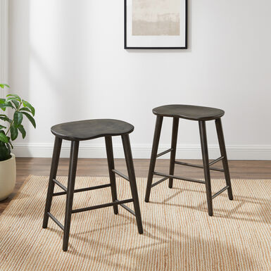 Hayden Slate Gray Wood Backless Counter Stool 2 Piece Set Hayden Slate Gray Wood Backless Counter Stool 2 Piece Set