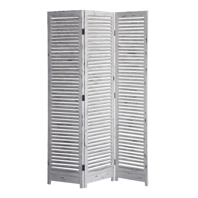 French Country Whitewashed Wood 3 Panel Folding Screen French Country Whitewashed Wood 3 Panel Folding Screen