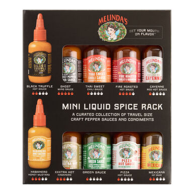 Melinda's Mini Liquid Spice Rack Hot Sauce Gift Set 10 Pack Melinda's Mini Liquid Spice Rack Hot Sauce Gift Set 10 Pack