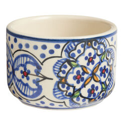 Tunis White and Blue Ceramic Pinch Bowl
