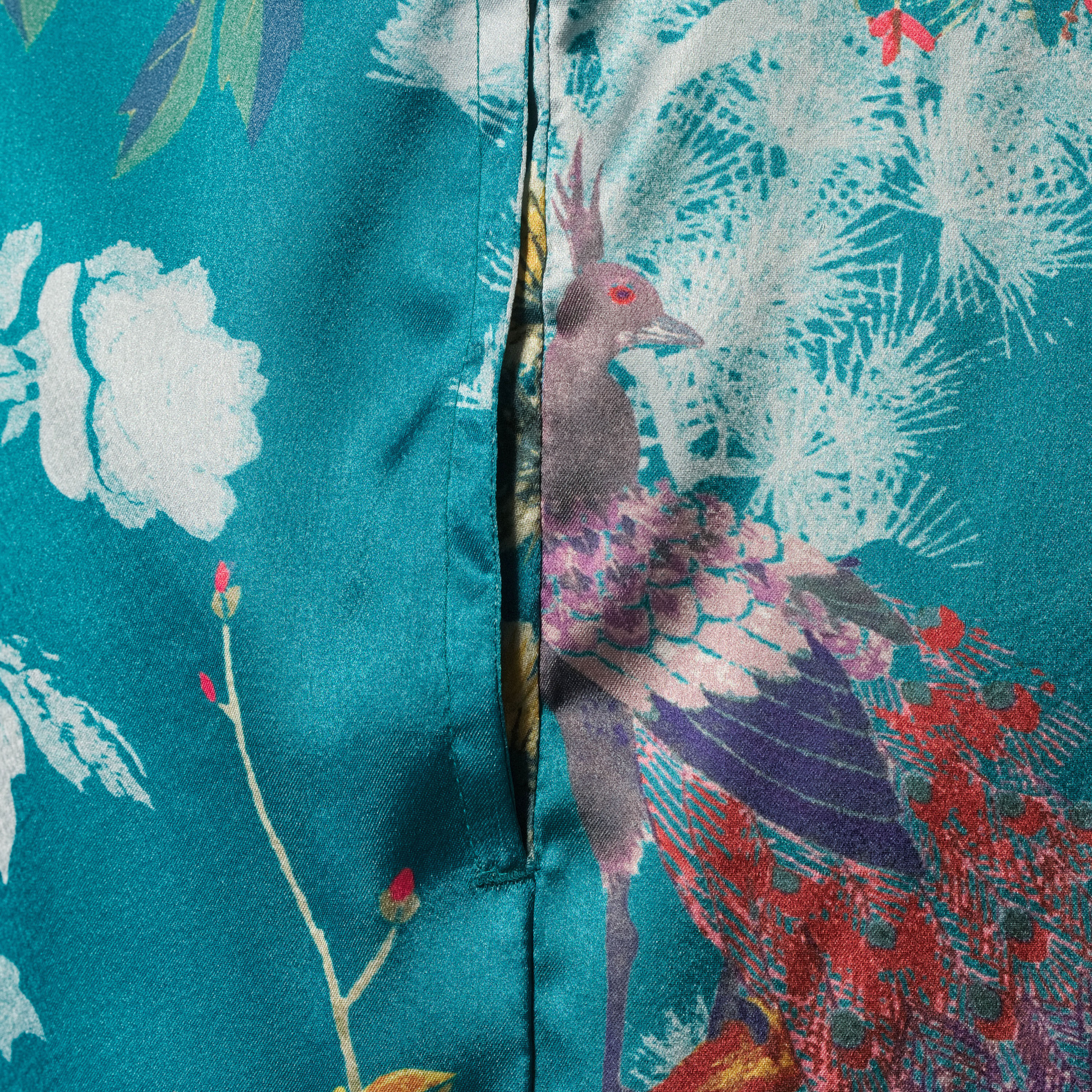 Miyake Teal Multicolor Bird and Botanical Robe image number 1