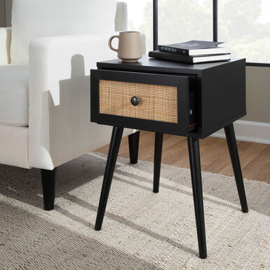 Mia Cane Front End Table with Drawer Mia Cane Front End Table with Drawer