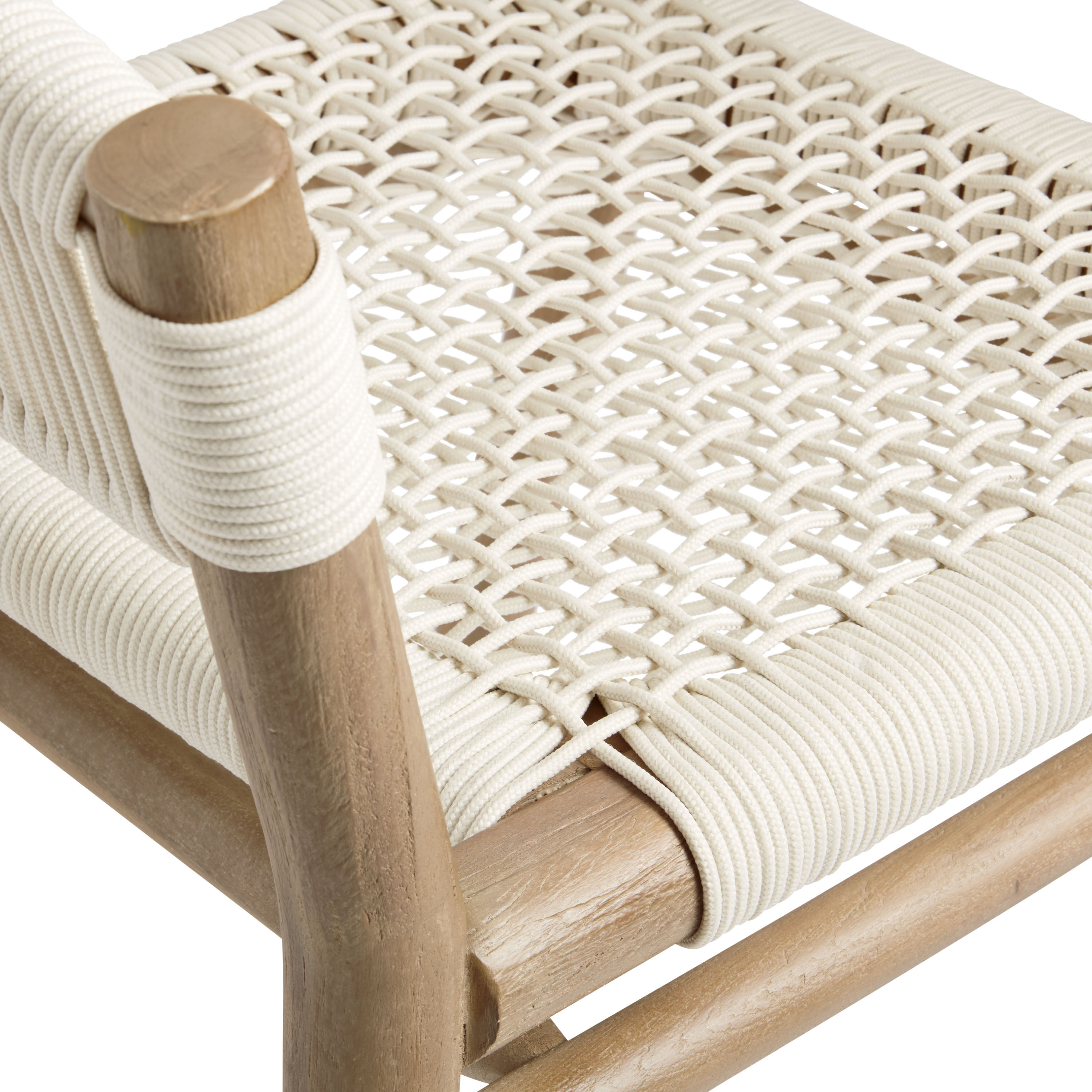Antique white rope cabrillo shop outdoor dining chair