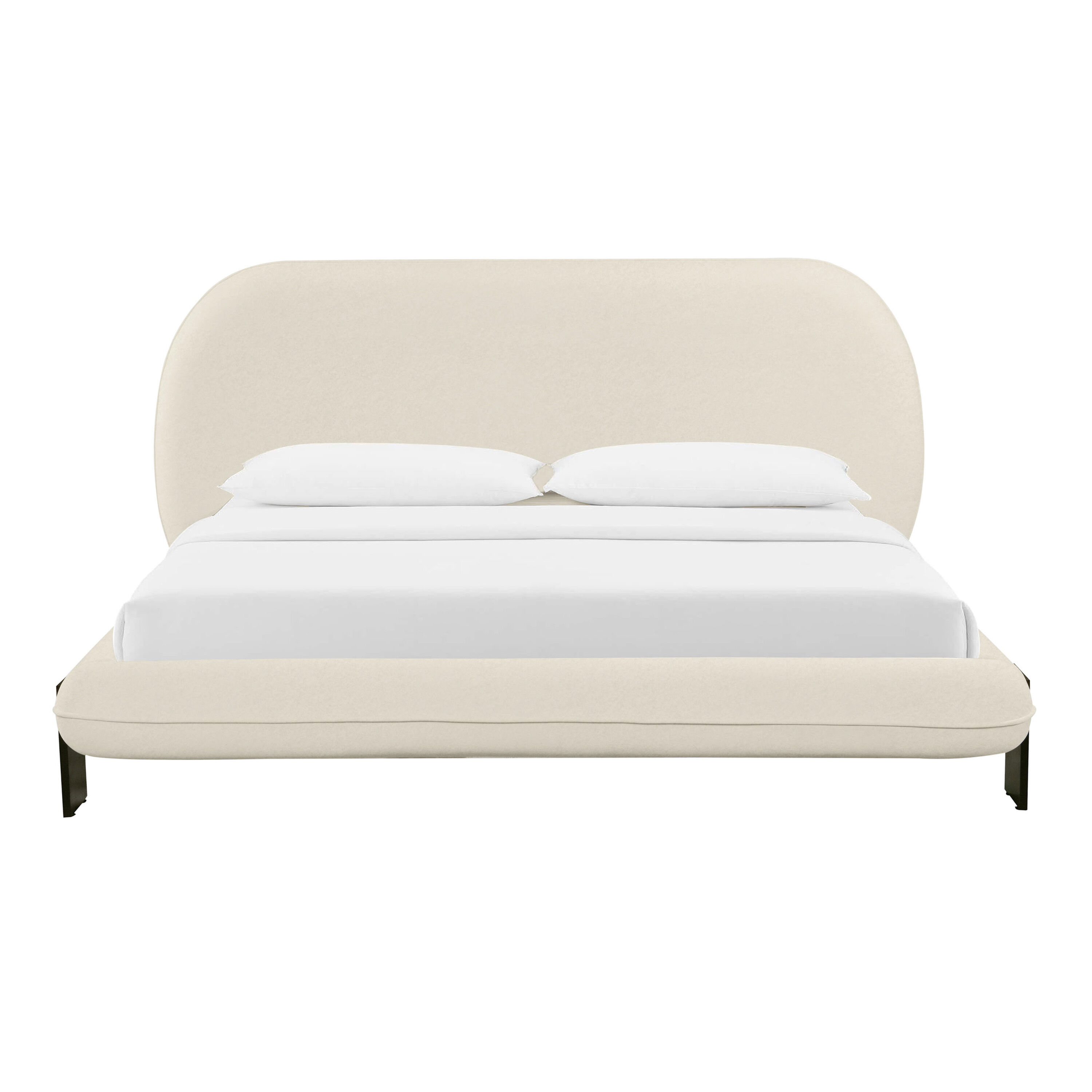 Bascom Cream Faux Wool Curved Upholstered Bed World Market