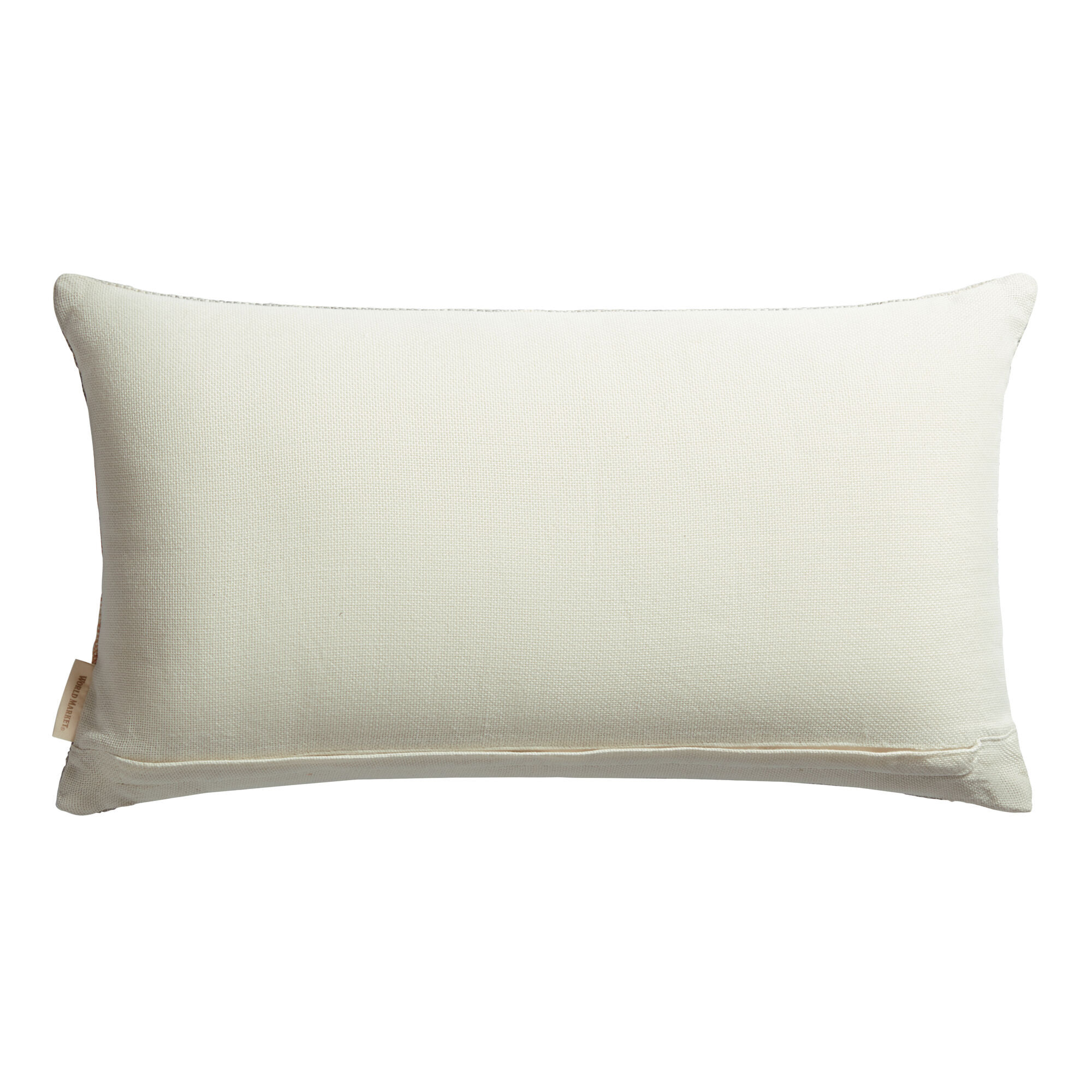 Taupe and Green Stripe Indoor Outdoor Lumbar Pillow image number 2