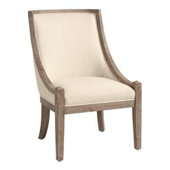 Henry Distressed Wood High Back Upholstered Chair