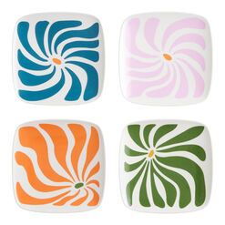 Tropicalia Square Abstract Melamine Appetizer Plate 4 Pack