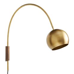 Keith Antique Brass Dome Adjustable Arc Wall Sconce