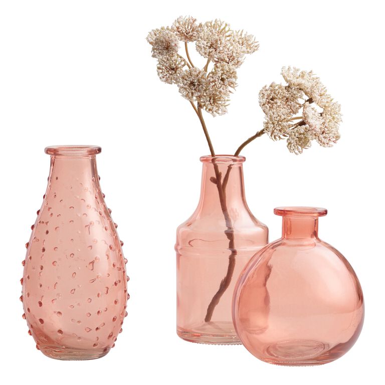 Coral Glass Bud Vases Set of 3 image number 2