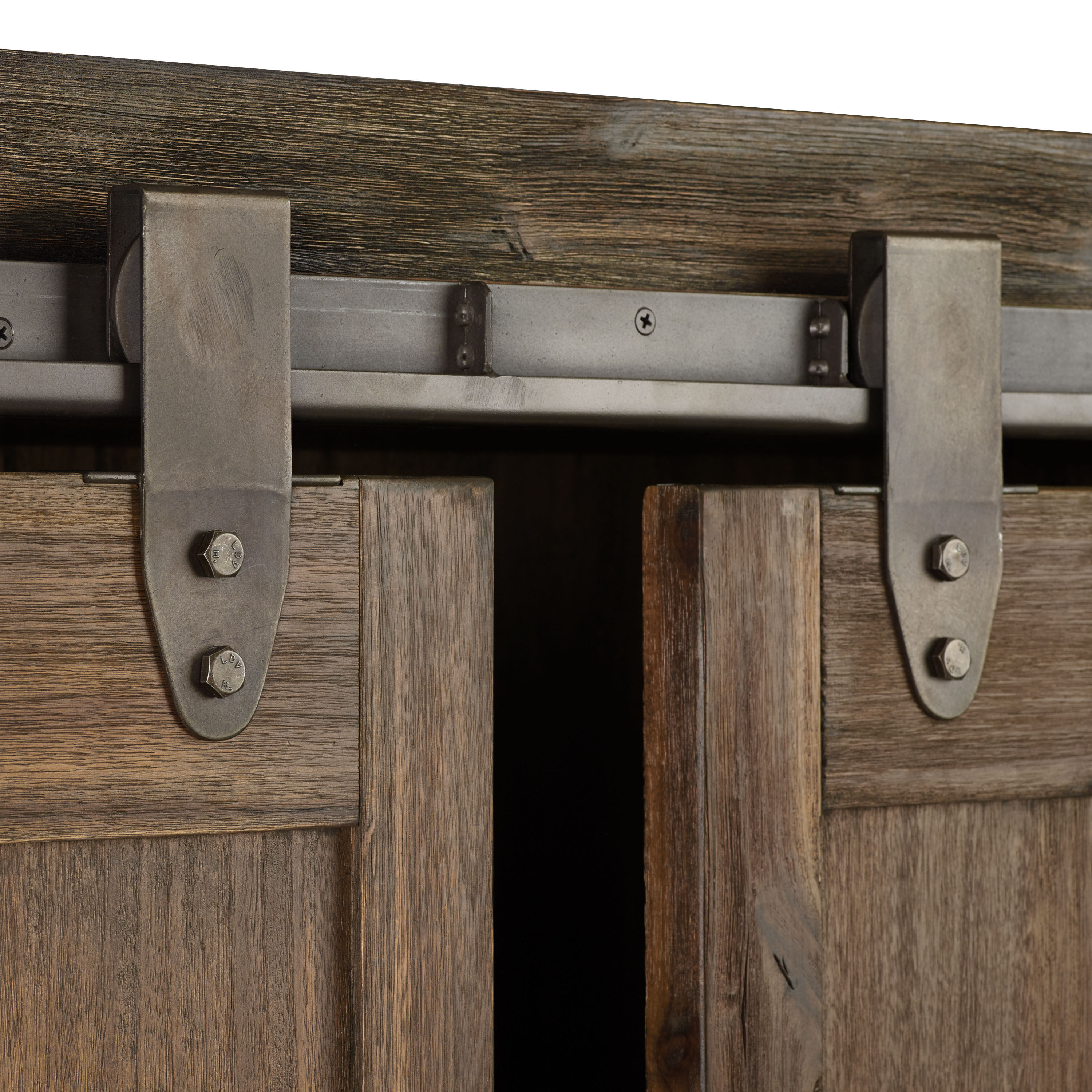 Large Burnt Alder Farmhouse Barn Door Bookshelf image number 5