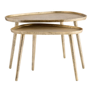Castela Triangular Gold Metal Nesting Tables 2 Piece Set Castela Triangular Gold Metal Nesting Tables 2 Piece Set