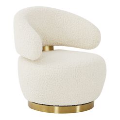 Hamm Beige Faux Shearling Upholstered Swivel Chair