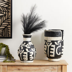 Black And Ivory Painted Ecomix Cylindrical Vase