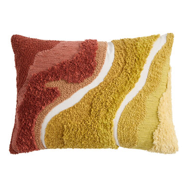 Yellow and Red Tufted Wave Lumbar Pillow Yellow and Red Tufted Wave Lumbar Pillow