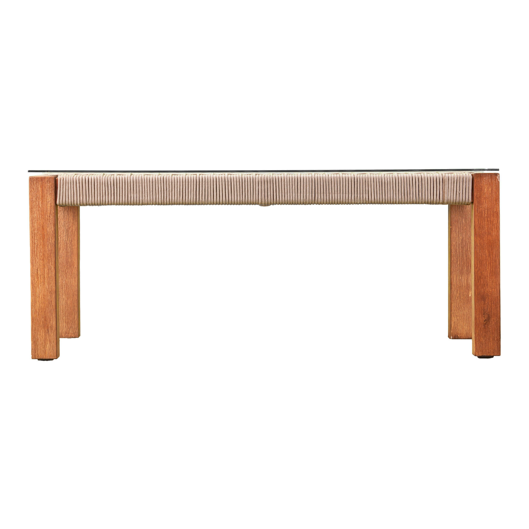 Zurich Rope and Acacia Wood Glass Top Outdoor Coffee Table image number 2