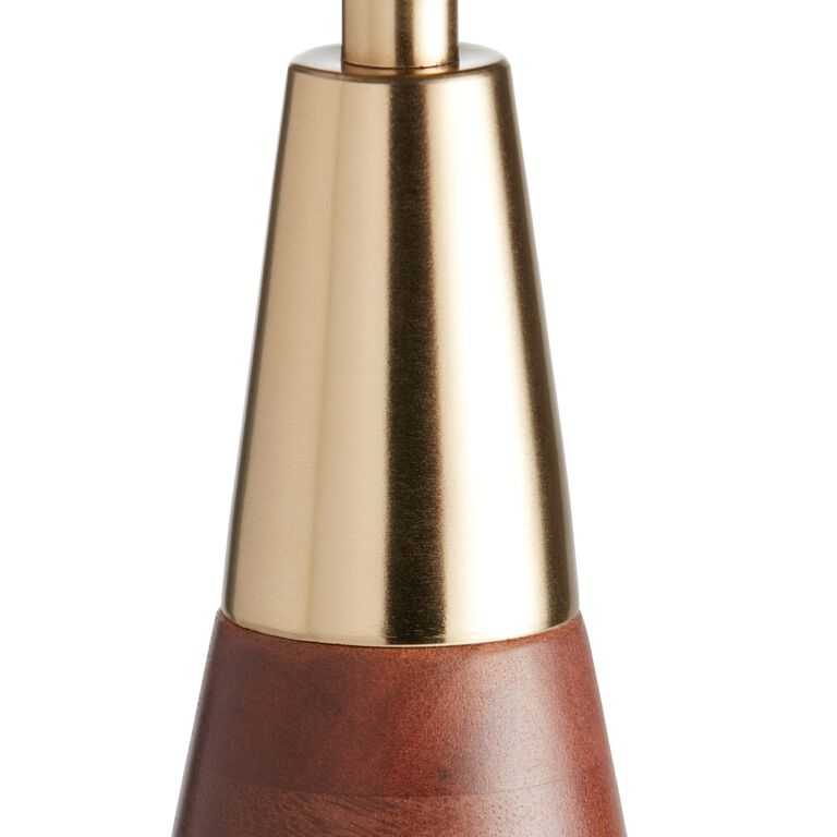 Ezra Walnut Wood and Brass Table Lamp Base image number 3
