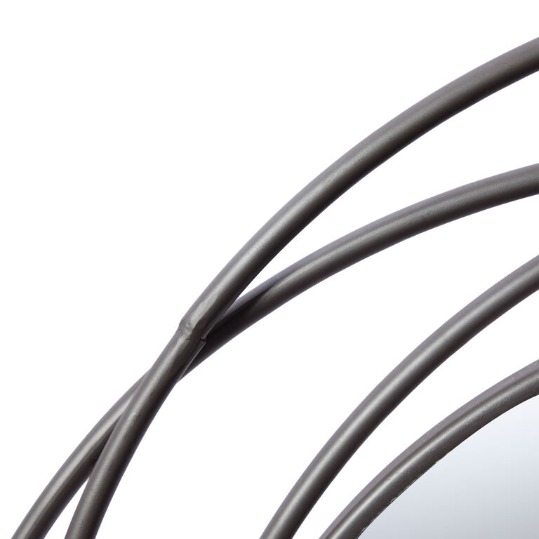 Round Gray Metal Abstract Geometric Wall Mirror image number 4