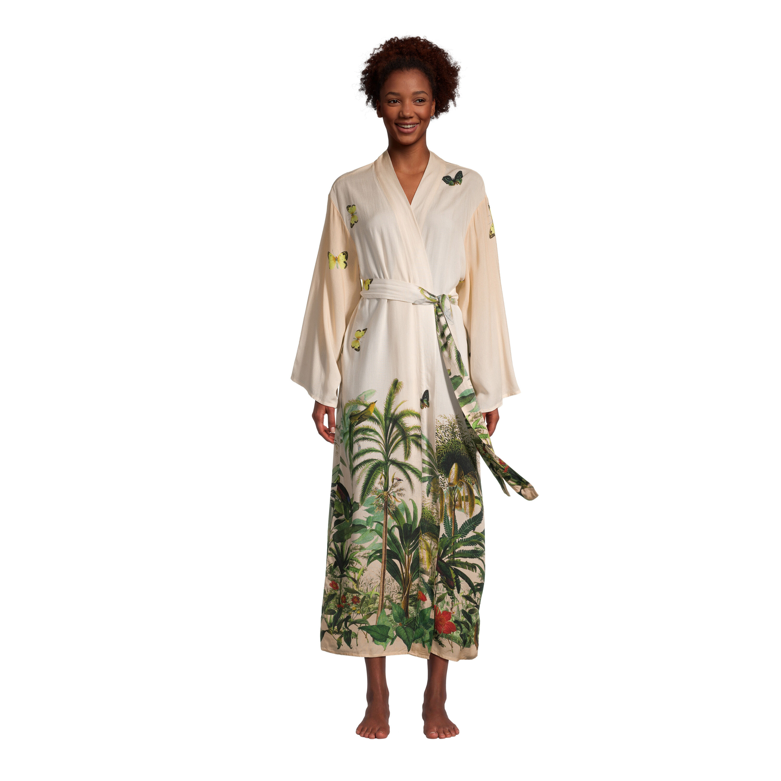 Tropical silk robe top